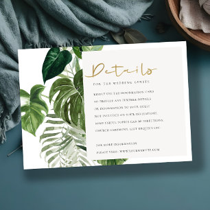 Grüne Blätter aus Palm Tropical Foliage Hochzeitsd Begleitkarte