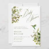 Grüne Blätter Babydusche Einladung (Vorderseite)