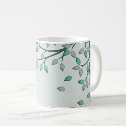 Grüne Blätter Baumkunst Kaffeebecher Tasse Cup (VorderseiteRechts)