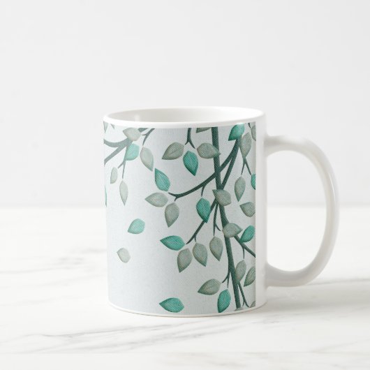 Grüne Blätter Baumkunst Kaffeebecher Tasse Cup (Rechts)
