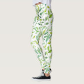 Grüne Blätter & Berries Aquarell Leggings (Links)