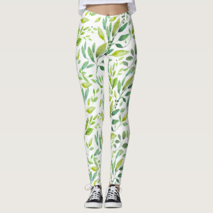 Grüne Blätter & Berries Aquarellfarben Leggings