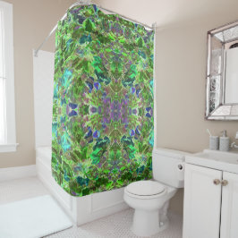 Grüne Blätter Blattmuster Duschvorhang