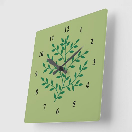 Grüne Blätter Blattwerk Pflanze Quadratische Wanduhr (Winkel)