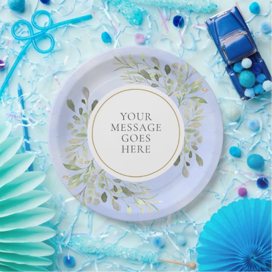 Grüne Blätter Blaue Aquarellfeier Pappteller (Party)