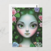 Grüne Blätter & Blume Forest Girl Postkarte (Vorne/Hinten)