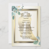 Grüne Blätter Blumen Goldene Probeessen Dinnerpart Einladung (Vorderseite)