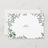 Grüne Blätter Blumenflache Danke Karte (Rückseite)