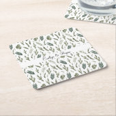Grüne Blätter Blumenmuster Rechteckiger Pappuntersetzer (angewinkelt)