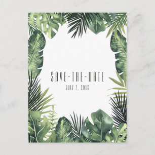 Grüne Blätter Botanical Tropical Save the Date Ankündigungspostkarte