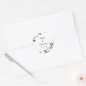 Grüne Blätter, Botanische Moderne Hochzeit Runder Aufkleber (Umschlag)