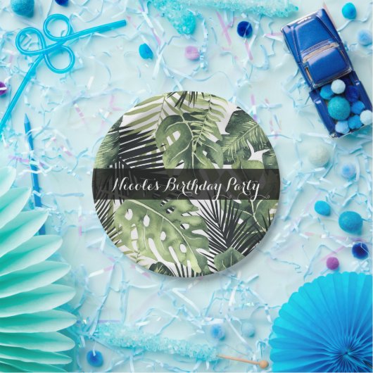 Grüne Blätter Botanische tropische Pflanze Hochzei Pappteller (Party)