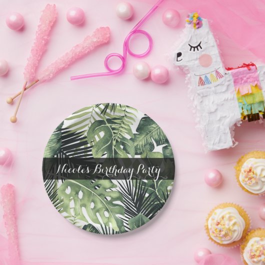 Grüne Blätter Botanische tropische Pflanze Hochzei Pappteller (Party)