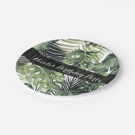 Grüne Blätter Botanische tropische Pflanze Hochzei Pappteller (Schrägansicht)