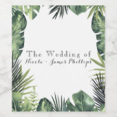 Grüne Blätter Botanische tropische Pflanze Weineti Weinetikett (Einzelnes Label)