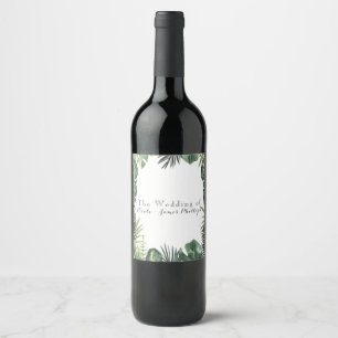 Grüne Blätter Botanische Tropische Pflanzen Wein E Weinetikett