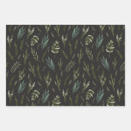 Grüne Blätter Botanisches Muster (Vorderseite 3)