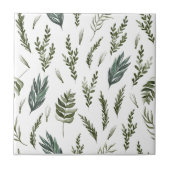 Grüne Blätter Botanisches Muster Fliese (Vorderseite)