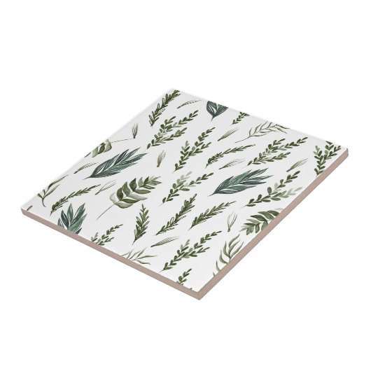 Grüne Blätter Botanisches Muster Fliese (Seite)