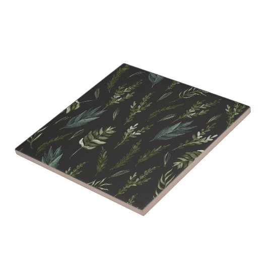 Grüne Blätter Botanisches Muster Fliese (Seite)