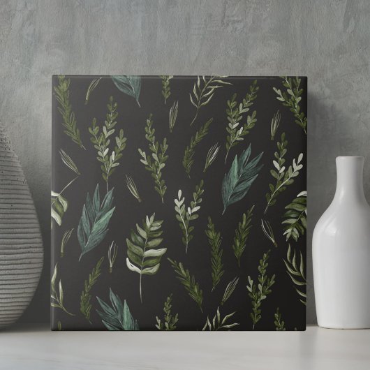 Grüne Blätter Botanisches Muster Fliese