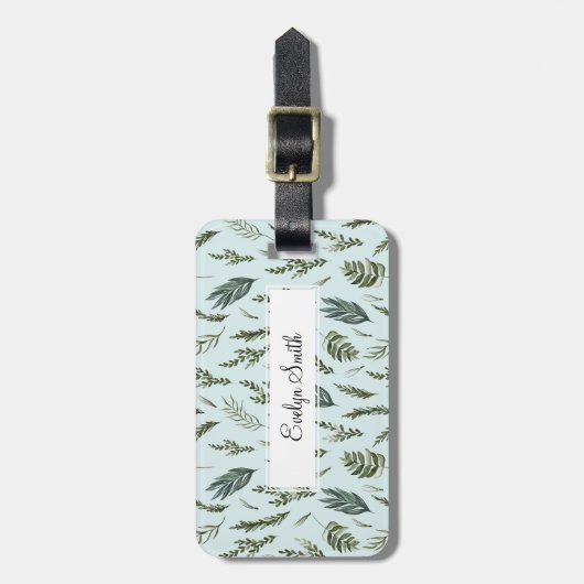 Grüne Blätter Botanisches Muster Gepäckanhänger (Vorderseite vertikal)