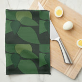 Grüne Blätter Botanisches Muster Geschirrtuch (Viertel Falte)