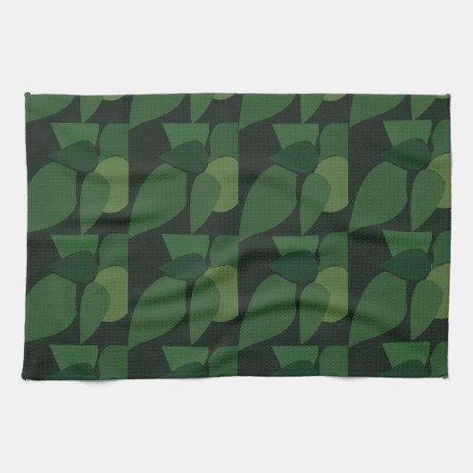 Grüne Blätter Botanisches Muster Geschirrtuch (Horizontal)