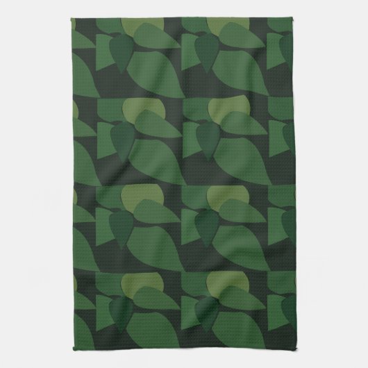 Grüne Blätter Botanisches Muster Geschirrtuch (Vertikal)