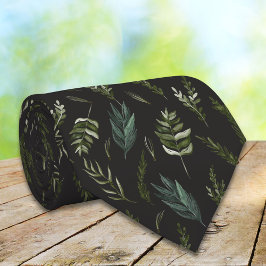 Grüne Blätter Botanisches Muster Krawatte