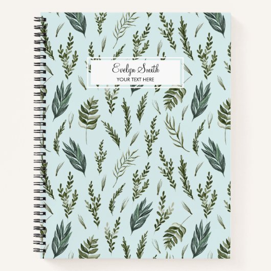 Grüne Blätter Botanisches Muster Notizblock (Vorderseite)