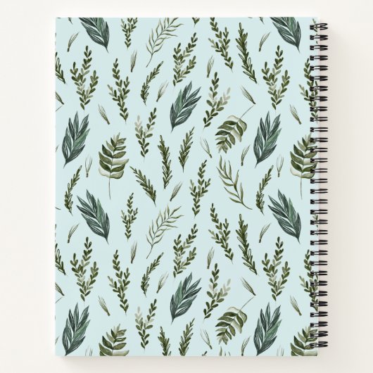 Grüne Blätter Botanisches Muster Notizblock (Rückseite)