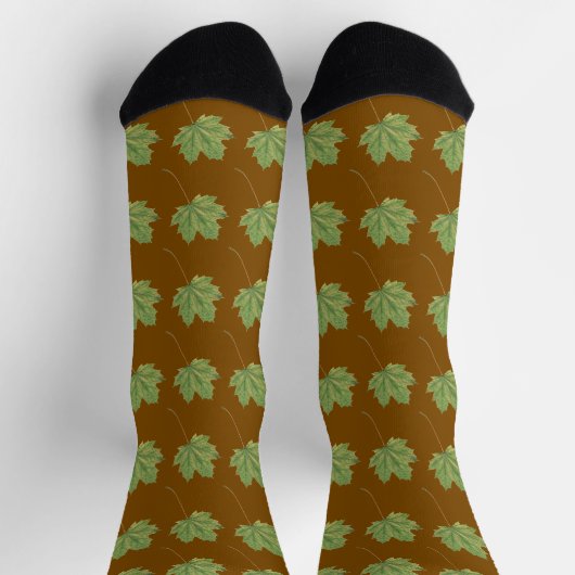 Grüne Blätter Braune Socken (Oben)