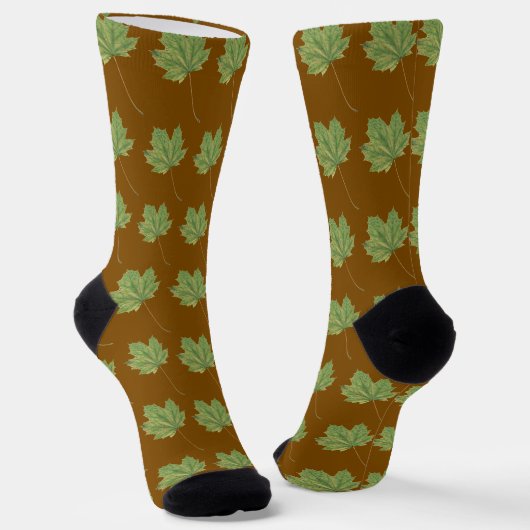 Grüne Blätter Braune Socken (Gewinkelt)
