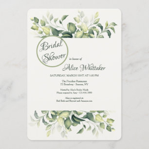 Grüne Blätter Brautdusche Einladung