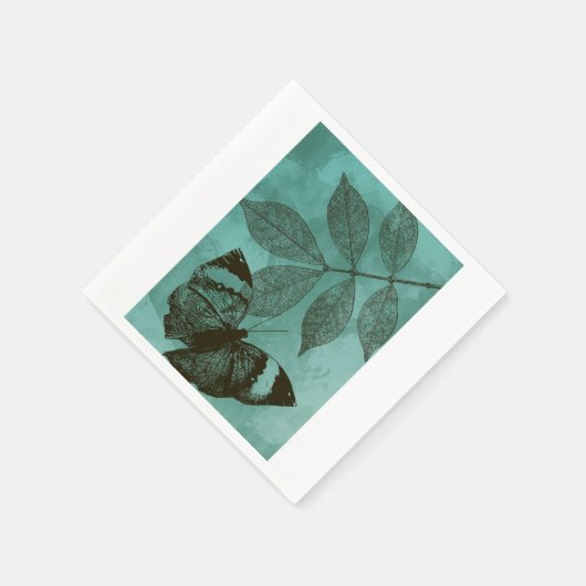 Grüne Blätter Butterfly Serviette (Ecke)