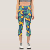 Grüne Blätter Capri Leggings (Vorderseite)
