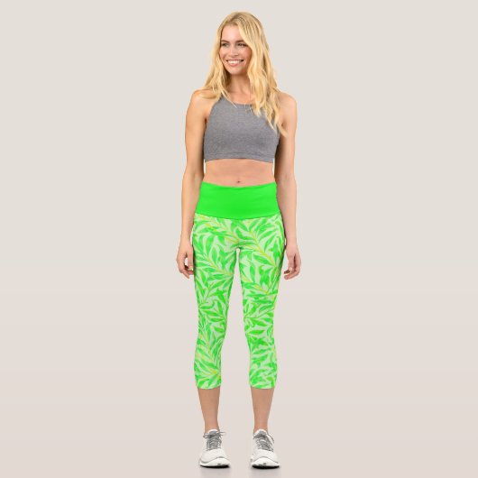 Grüne Blätter Capri Leggings (Vorderseite)