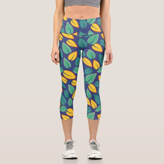 Grüne Blätter Capri Leggings (Vorderseite)