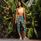 Grüne Blätter Capri Leggings