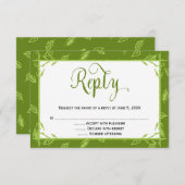 Grüne Blätter Christliche Hochzeitserwiderungskart RSVP Karte (Vorne/Hinten)