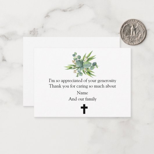 Grüne Blätter Danke Karte (Vorderseite/Rückseite Beispiel)