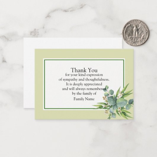 Grüne Blätter Danke Karte (Vorderseite/Rückseite Beispiel)