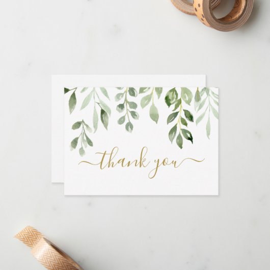 Grüne Blätter danke Note Card Mitteilungskarte (Vorderseite/Rückseite Beispiel)