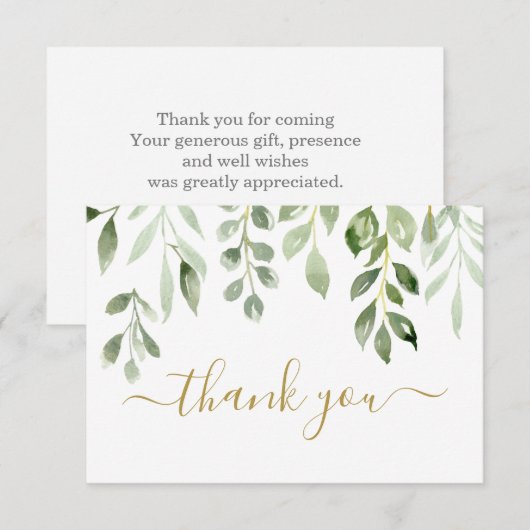 Grüne Blätter danke Note Card Mitteilungskarte (Vorne/Hinten)