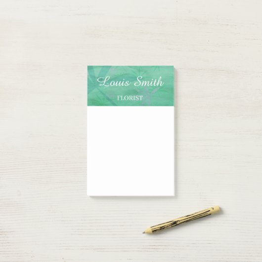 Grüne Blätter dekorativ Post-it Klebezettel (Auf Schreibtisch)