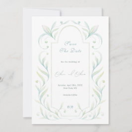 Grüne Blätter, die das Datum speichern Einladung