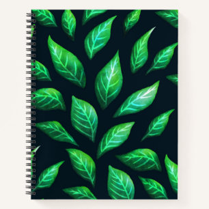 Grüne Blätter Dunkle Abstrakte Tinte Gezeichnet Mu Notizblock