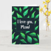 Grüne Blätter Dunkle botanische I Liebe Sie Mama Karte (Gelbe Blume)