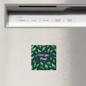 Grüne Blätter Dunkle botanische Liebe Mama Magnet (In Situ (Geschirrspüler))